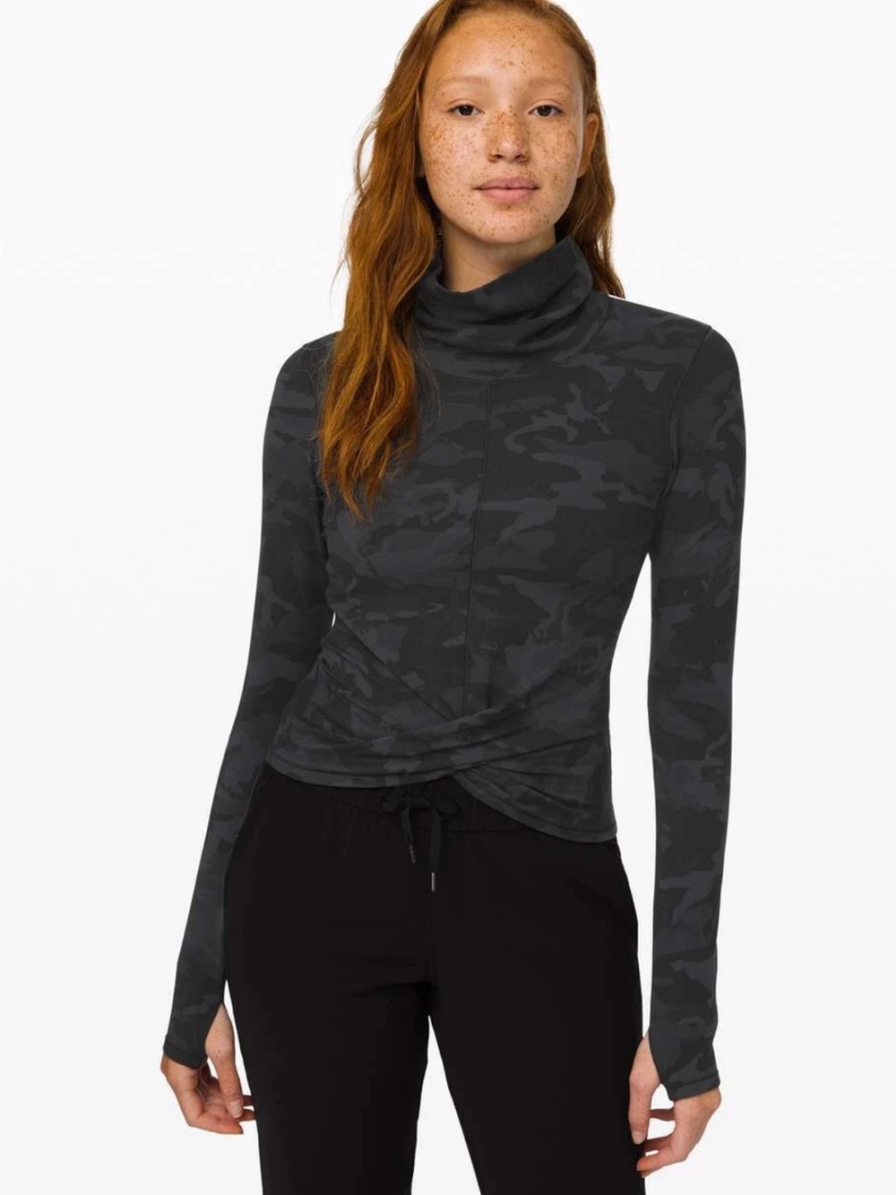 lululemon Melodic Movement Long Sleeve Incognito Camo Multi Turtleneck Top
